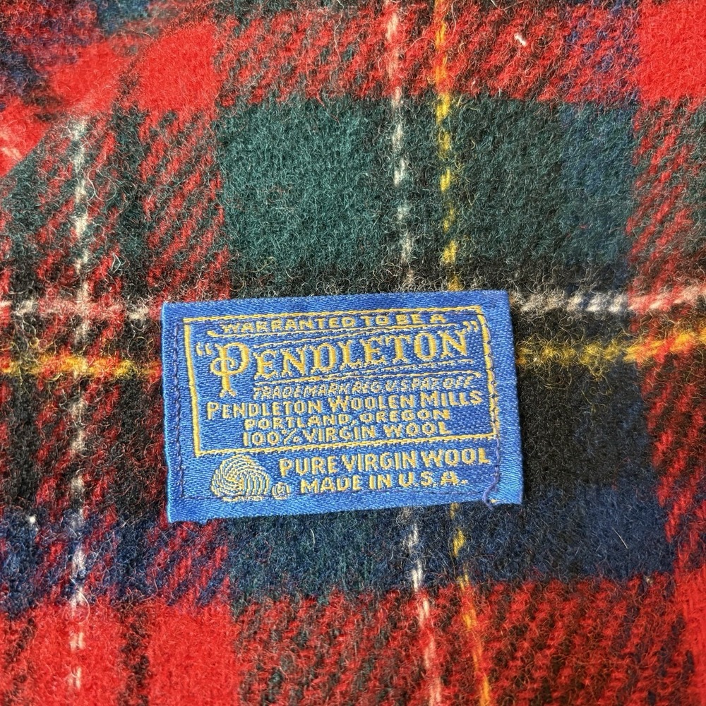 VTG Pendleton Virgin Wool Plaid Stadium Blanket Robe in a Bag Case Seat Cushion - Picture 6 of 15